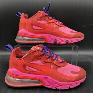 Nike Air Max 270 React Shoes Womens 6.5 Red Pink Athletic Sneakers AT6174-600